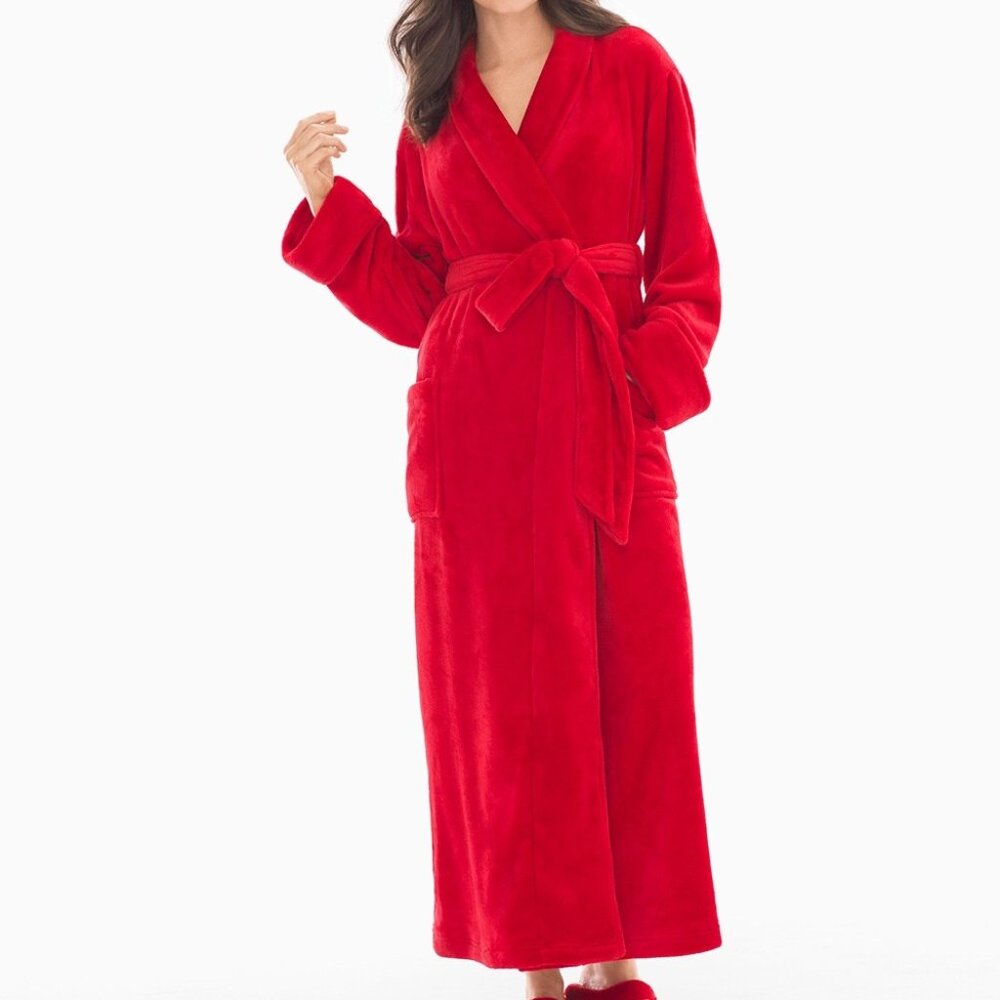 Soma Red Plush Long-Sleeve Long Robe L/XL